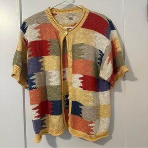 Christopher & Banks Vintage Knit Patchwork Button Cardigan Size Large Women’s